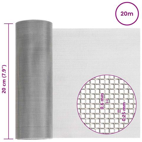 Rete per schermatura 20 x 2000 cm 30 Mesh Argento - Foto 7
