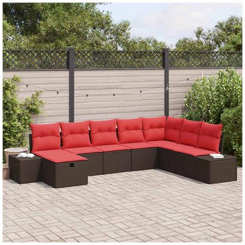 Set Divano da Giardino 8 pz Marrone polyrattan - Foto 2