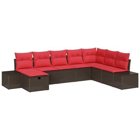 Set Divano da Giardino 8 pz Marrone polyrattan - Foto 1