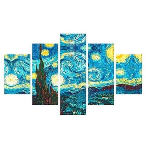 Quadro Moderno 5 Pezzi In Legno Vogue 48x85 Cm Notte Stellata - Foto 3