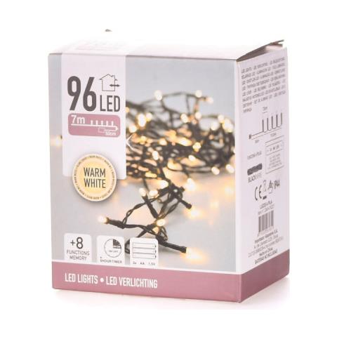 Luci Di Natale 96 Led Colore Bianco Caldo A Batteria Con Timer 8 Giochi Di Luce - Foto 2