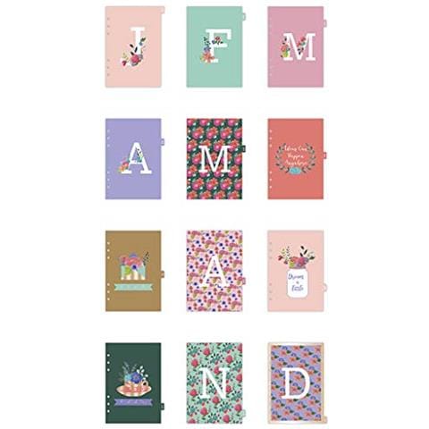 Indice Divisorio, A5 150x210 Mm, Oro, Corallo, Rosso, Fiori, 1conf, 12 Pagine - Foto 1