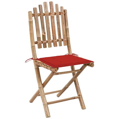 Set Da Pranzo Da Giardino 5 Pz Pieghevole Con Cuscini In Bamb? - Foto 10