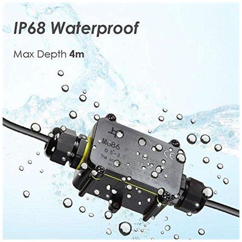 Ip68 Impermeabile Scatola Di Giunzione 2 Vie Cavi Esterni Connettori Con 2 Cavo M20 Gland Filo Connettore Elettrico Scatola Di Giunzione Per 5-12mm Diametro Del Cavo 3 Pin Terminal Nero - Foto 2