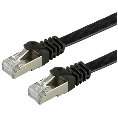 FTP Cat. 6 Flat Network Cable, black 1 m Nero cavo di rete - Foto 1