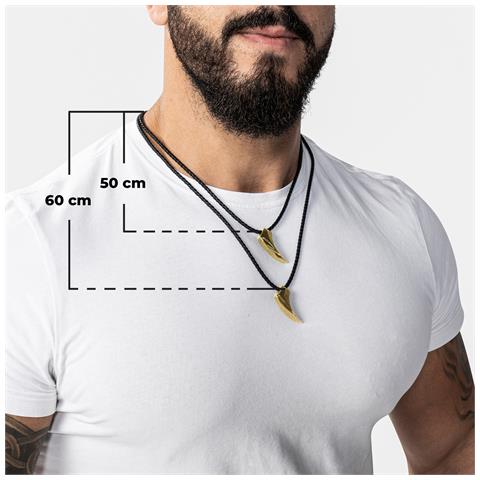 Collana in Pelle per Uomo ""Wolf"" 50cm Oro - Foto 2