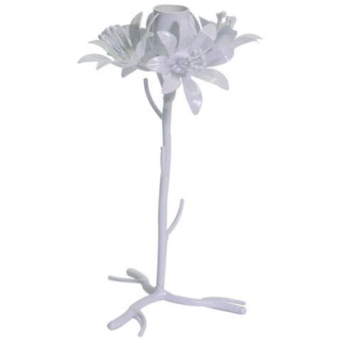 Portacandele Metallo Bianco Fiore Cmø12h22 - Foto 1
