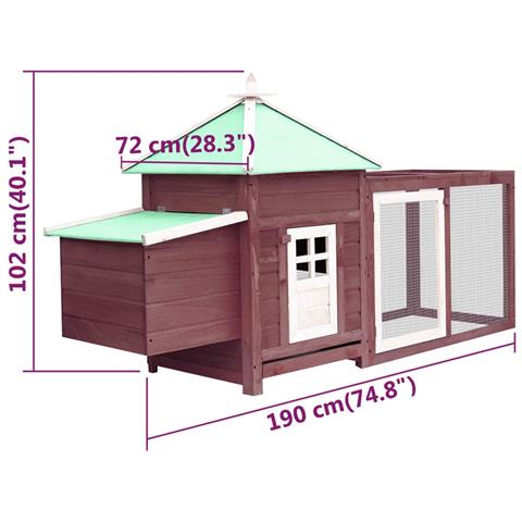 Pollaio Con Casetta Nidificazione Moca 190x72x102 Cm In Abete - Foto 6