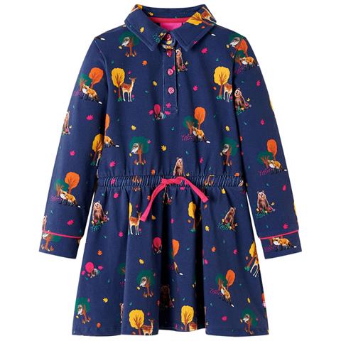 Abito Bambina Maniche Lunghe E Coulisse Blu Marino 116 - Foto 1