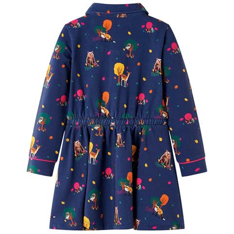 Abito Bambina Maniche Lunghe E Coulisse Blu Marino 116 - Foto 2