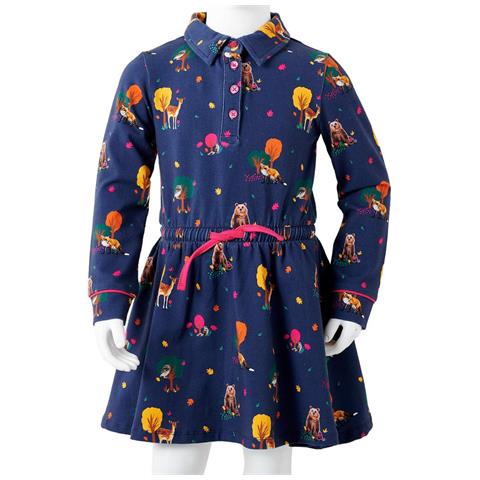Abito Bambina Maniche Lunghe E Coulisse Blu Marino 116 - Foto 8