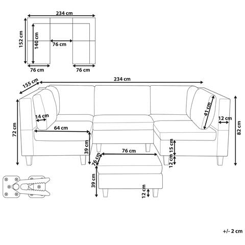 5 Posti Unstad Tessuto Beige Chiaro Con Ottomana - Foto 9