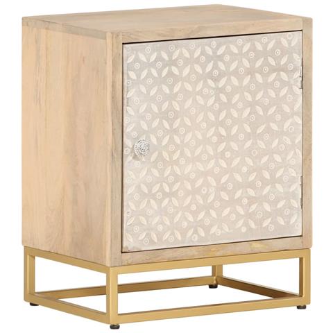 Comodino 40x30x50 Cm In Legno Massello Di Mango E Ferro - Foto 1