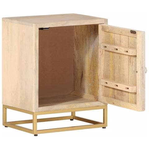 Comodino 40x30x50 Cm In Legno Massello Di Mango E Ferro - Foto 2