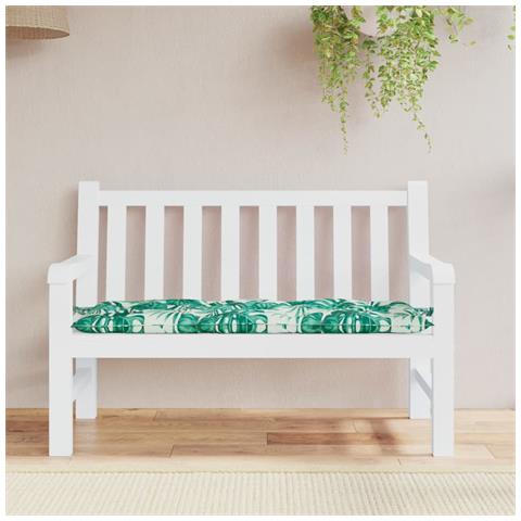 Cuscino Panca Giardino A Foglie 120x50x7 Cm In Tessuto Oxford - Foto 1
