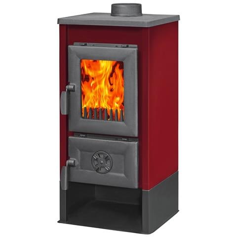 Stufa Riscaldamento A Legna Con Struttura In Acciaio E Ripiano In Ghisa 7 Kw Karusel Maxi - Red - Foto 1