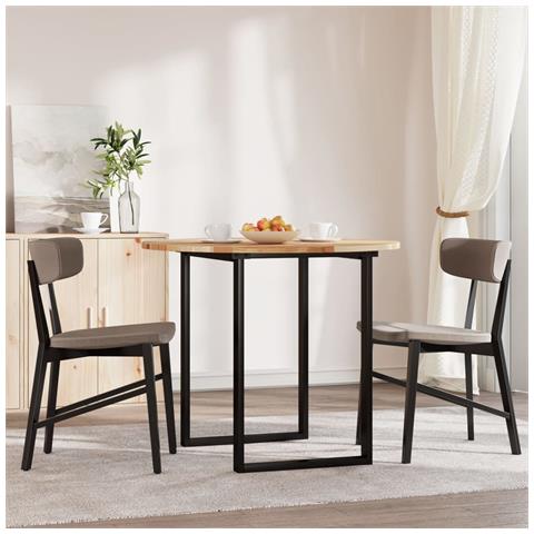 Piano Tavolo Rotondo 90x2 Cm In Legno Massello Di Acacia - Foto 3