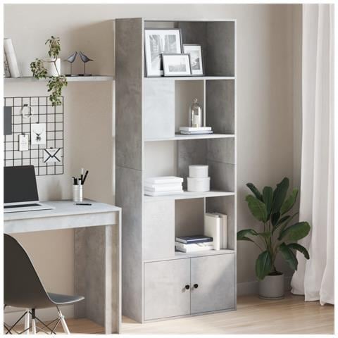 Libreria Grigio Cemento 70x36x189 Cm In Legno Multistrato - Foto 1