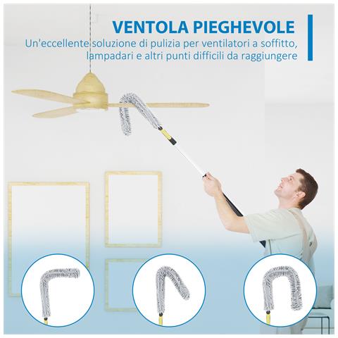 Kit Per Pulizia Della Casa Con Asta, Spolverino Per Ragnatele, Spolverino In Microfibra E Spolverino Per Ventilatore - Foto 6