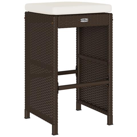 Sgabelli da Bar con Cuscini 2 pz Marroni in Polyrattan - Foto 9