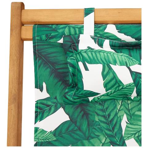 Sedie da Spiaggia Pieghevoli 2 pz Motivo Foglie Tessuto e Legno - Foto 2