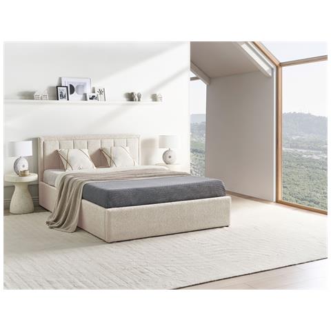 Letto Contenitore Bouclé Montlaur 140 X 200 Cm Beige - Foto 1