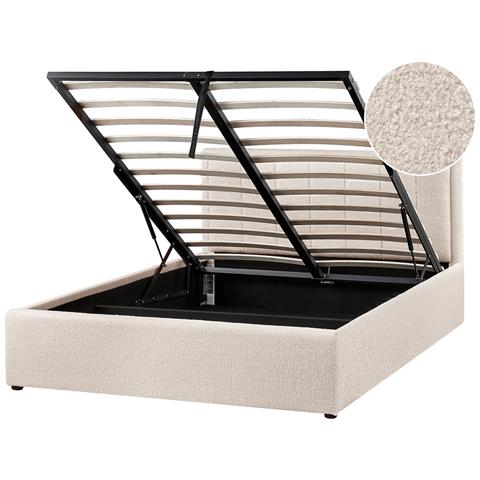 Letto Contenitore Bouclé Montlaur 140 X 200 Cm Beige - Foto 2