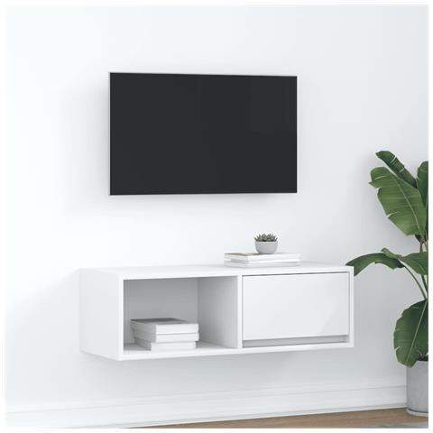 Mobile Porta TV Bianco 80x31x25,5 cm in Legno Multistrato - Foto 1