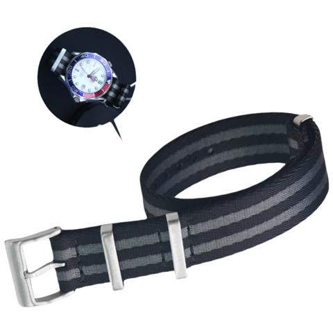 Cinturino Per Orologio In Nylon Per Omega Seamaster, Speedmaster, Planet Ocean Black+grey 18 Mm - Foto 2