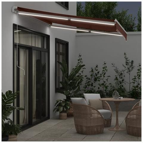 Tenda Retrattile Manuale Con Led 300x250cm Marrone - Foto 3