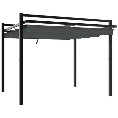 Gazebo Giardino Con Tetto Retrattile Antracite 3x3 M Alluminio - Foto 2