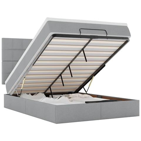 Struttura Letto Pouf Con Materasso 140x190 Cm In Tessuto - Foto 2