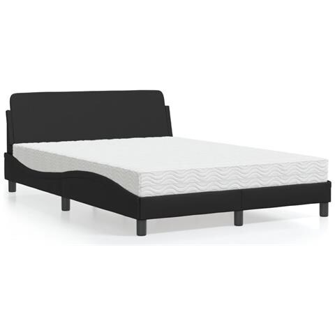 Letto Con Materasso Nero 120x200 Cm In Similpelle - Foto 1