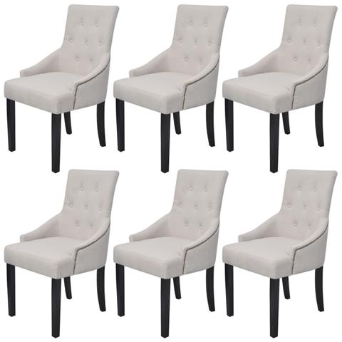 Sedie Da Pranzo 6 Pz Grigio Crema In Tessuto - Foto 2