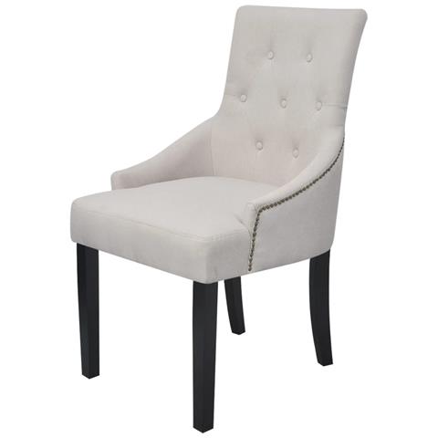 Sedie Da Pranzo 6 Pz Grigio Crema In Tessuto - Foto 1