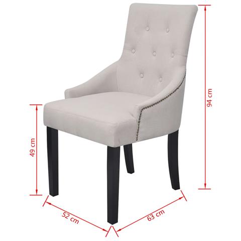 Sedie Da Pranzo 6 Pz Grigio Crema In Tessuto - Foto 7