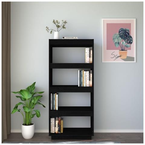 Libreria /divisorio Nero 60x35x135 Cm In Legno Massello Di Pino - Foto 2