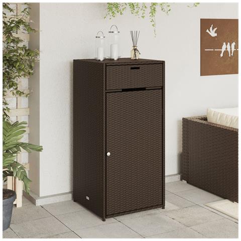 Armadietto Portaoggetti Giardino Marrone 55x55x111cm Polyrattan - Foto 2