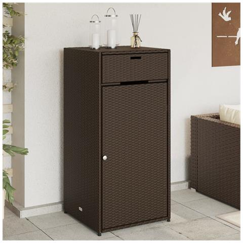 Armadietto Portaoggetti Giardino Marrone 55x55x111cm Polyrattan - Foto 8