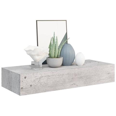 Scaffale Con Cassetti Da Parete Grigio Cemento 60x23,5x10cm Mdf - Foto 2