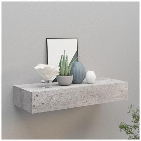 Scaffale Con Cassetti Da Parete Grigio Cemento 60x23,5x10cm Mdf - Foto 8
