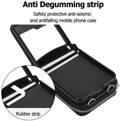 Custodia Pieghevole Con Porta Carte Per Samsung Galaxy Z Flip 4 - Nero - Foto 2