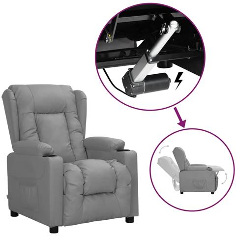 Lusso Casadino -  Poltrona Alzapersona Grigio In Similpelle - Foto 2