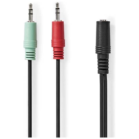 Cavo Splitter Audio Con Jack Stereo Da 20 Cm, 2 Connettori Di Ingresso, Nero - Foto 1