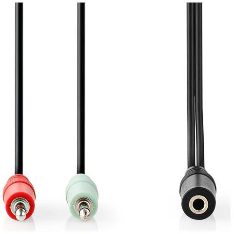 Cavo Splitter Audio Con Jack Stereo Da 20 Cm, 2 Connettori Di Ingresso, Nero - Foto 2