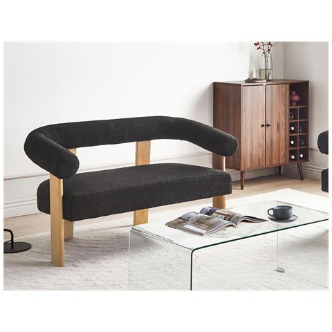 Divano 2 Posti Ilbro Bouclé Nero /marrone Chiaro - Foto 1