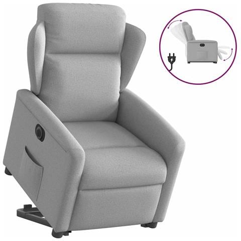 Poltrona Alzapersona Reclinabile Elettrica Grigi Nuvola Tessuto - Foto 1