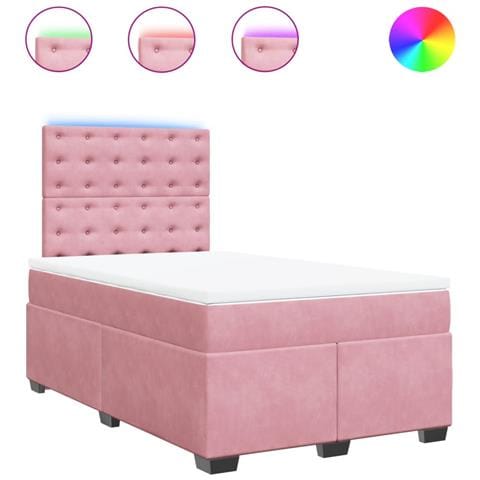 Giroletto a Molle con Materasso Rosa 120x190 cm in Velluto - Foto 1