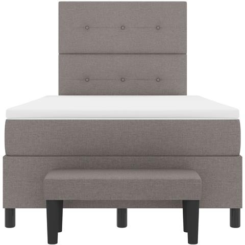 Letto a molle con materasso e panca taupe 120x190 cm Tessuto - Foto 9