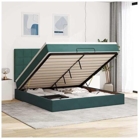 Struttura Letto Pouf con Materassi 160x200 cm Velluto - Foto 2